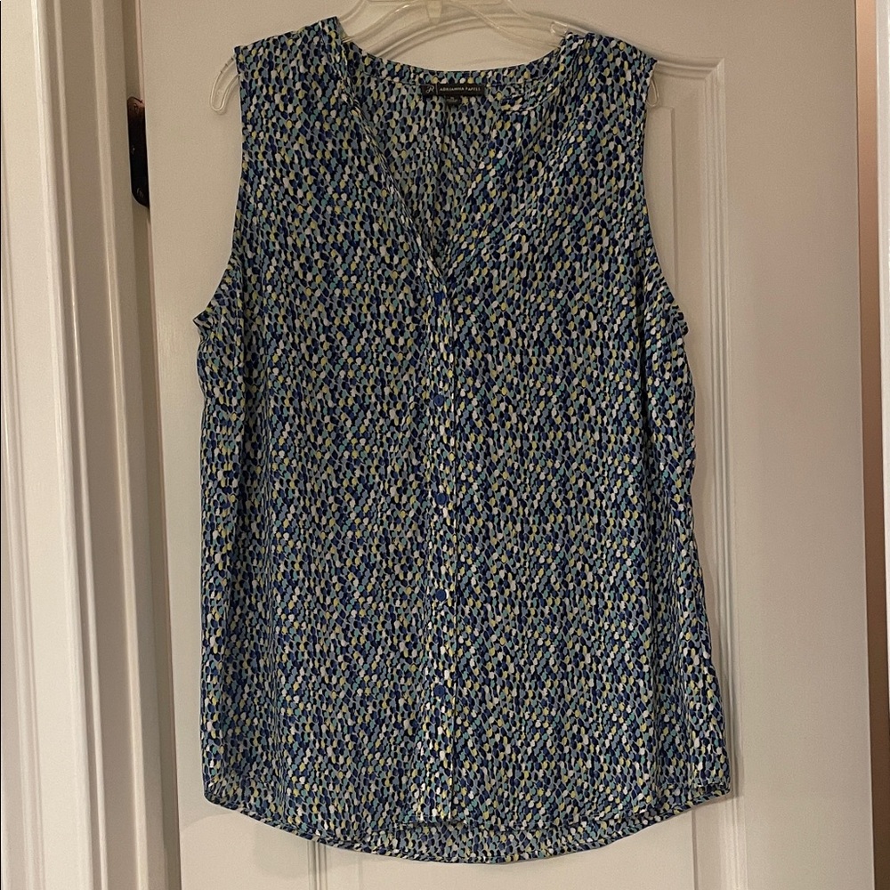 Adrianna Papell Blue and White Patterned Blouse